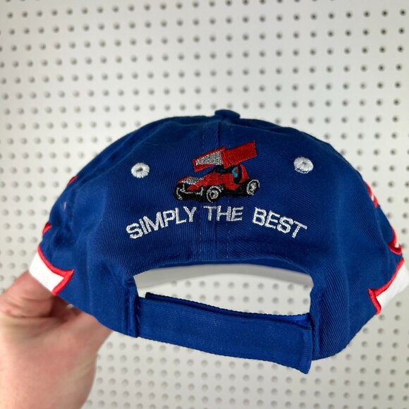 Vintage Maxim Racing Chassis Strapback Hat Cap Flames Red White Blue 90s OSFM - Picture 7 of 7